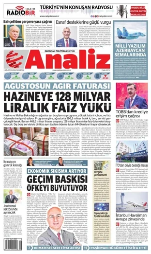 Analiz Gazetesi 3 Ağustos 2026 günün manşeti