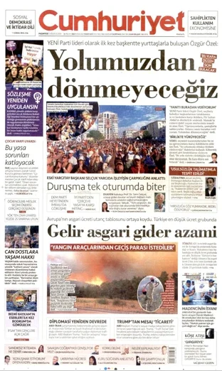 Cumhuriyet Gazetesi 3 Ağustos 2026 günün manşeti