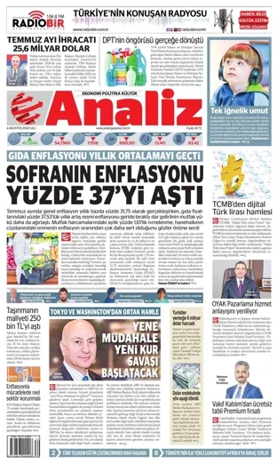 Analiz Gazetesi 4 Ağustos 2026 günün manşeti