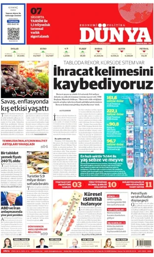 Dünya Gazetesi 4 Ağustos 2026 günün manşeti