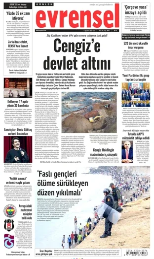 Evrensel Gazetesi 4 Ağustos 2026 günün manşeti