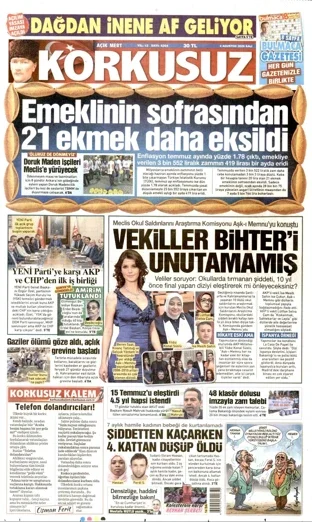 Korkusuz Gazetesi 4 Ağustos 2026 günün manşeti