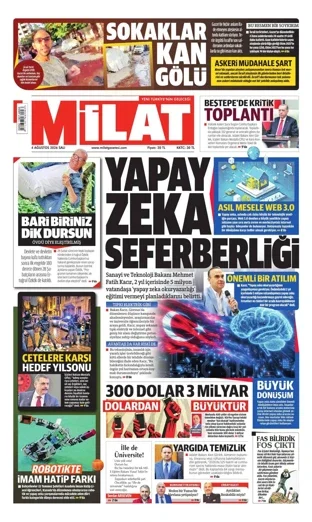 Milat Gazetesi 4 Ağustos 2026 günün manşeti