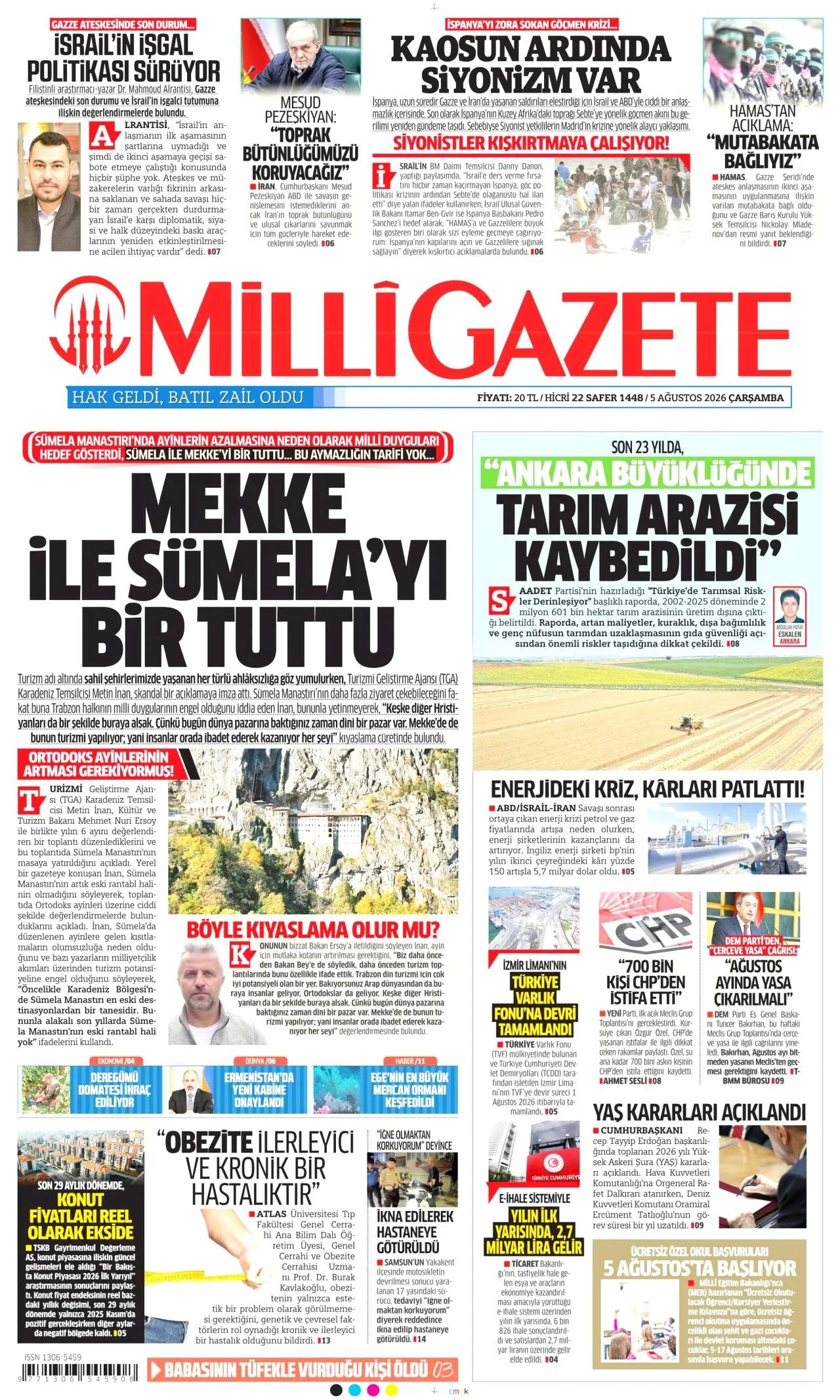 Milli Gazete - 5 Ağustos 2026 günün manşeti
