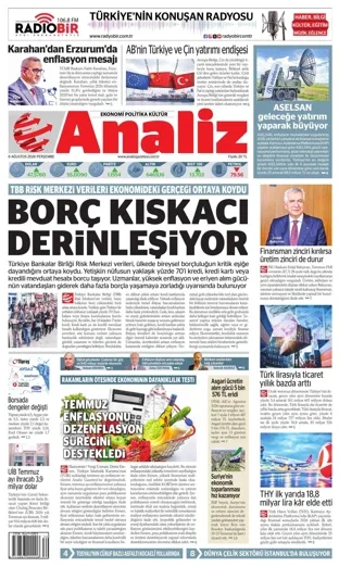 Analiz Gazetesi 6 Ağustos 2026 günün manşeti