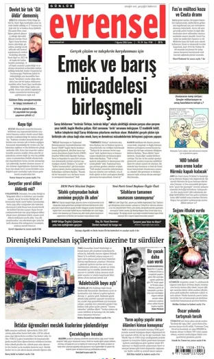 Evrensel Gazetesi 7 Ağustos 2026 günün manşeti