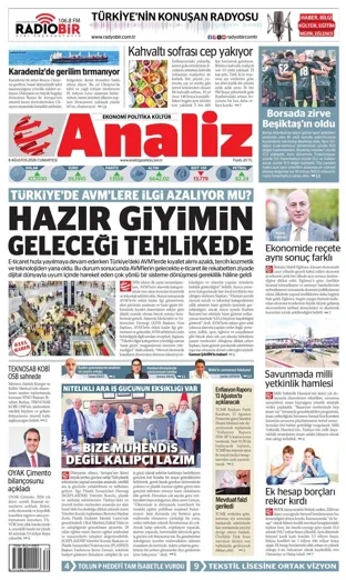 Analiz Gazetesi 8 Ağustos 2026 günün manşeti