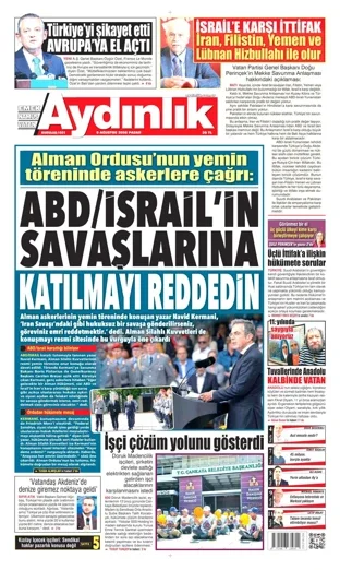 Aydınlık Gazetesi 9 Ağustos 2026 günün manşeti