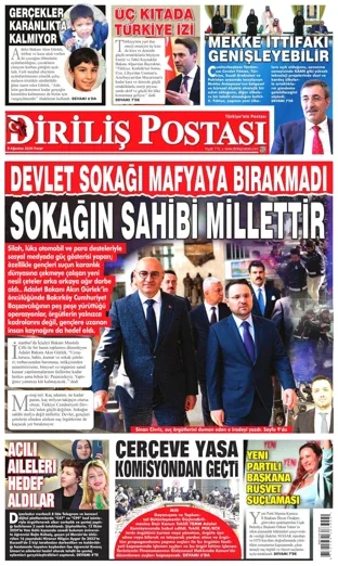 Diriliş Postası Gazetesi 9 Ağustos 2026 günün manşeti