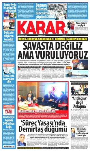 Karar Gazetesi 9 Ağustos 2026 günün manşeti