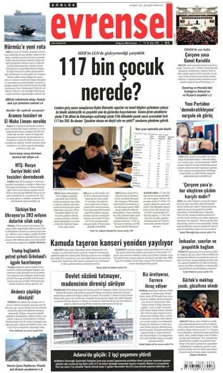 Evrensel Gazetesi 10 Ağustos 2026 günün manşeti