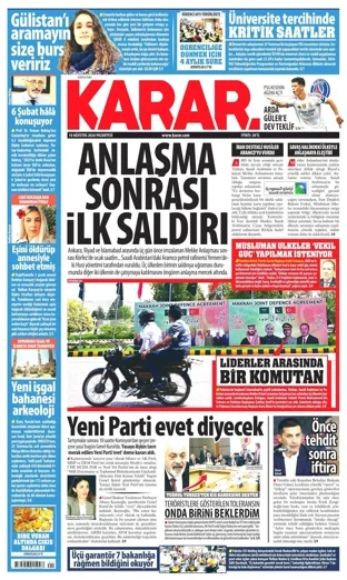 Karar Gazetesi 10 Ağustos 2026 günün manşeti