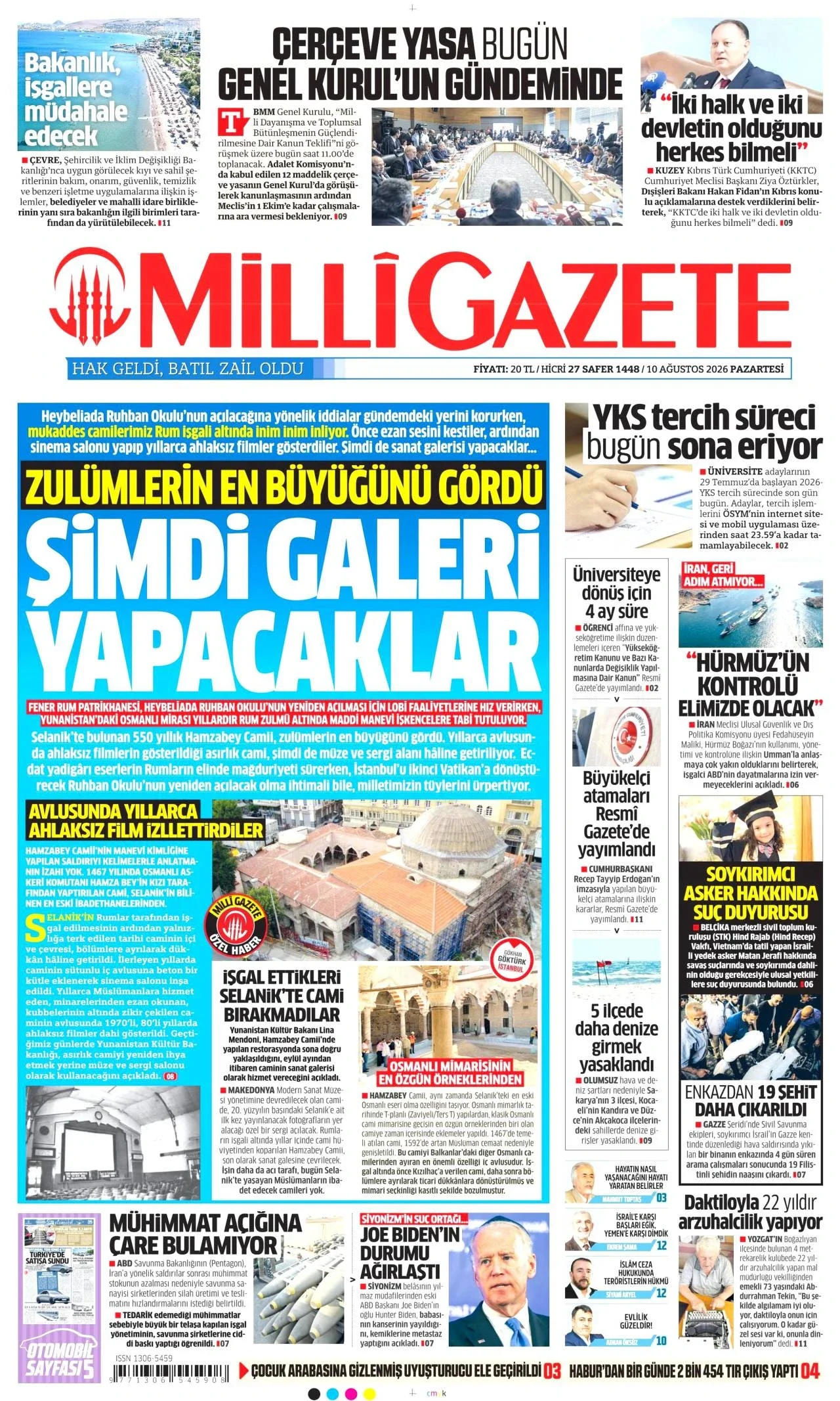 Milli Gazete - 10 Ağustos 2026 günün manşeti