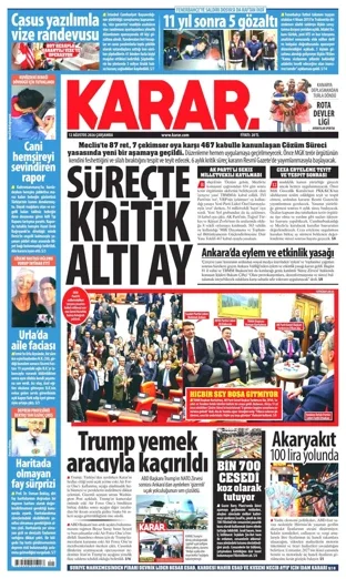 Karar Gazetesi 12 Ağustos 2026 günün manşeti