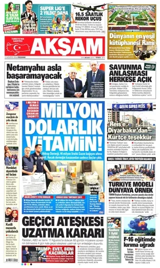 Akşam Gazetesi 13 Ağustos 2026 günün manşeti