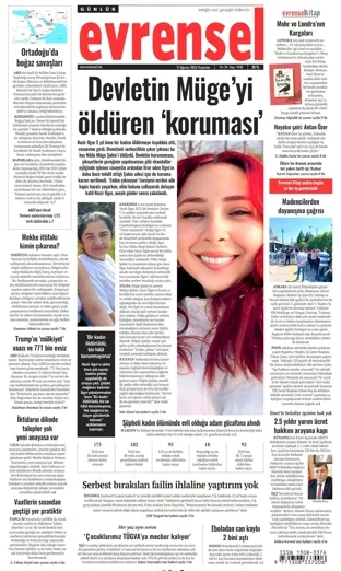 Evrensel Gazetesi 13 Ağustos 2026 günün manşeti