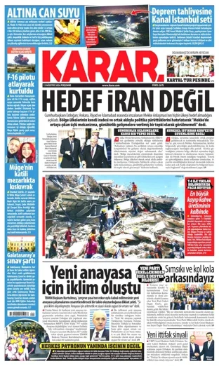 Karar Gazetesi 13 Ağustos 2026 günün manşeti