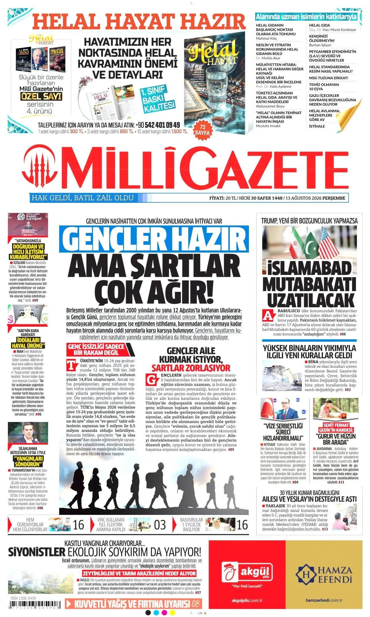 Milli Gazete - 13 Ağustos 2026 günün manşeti