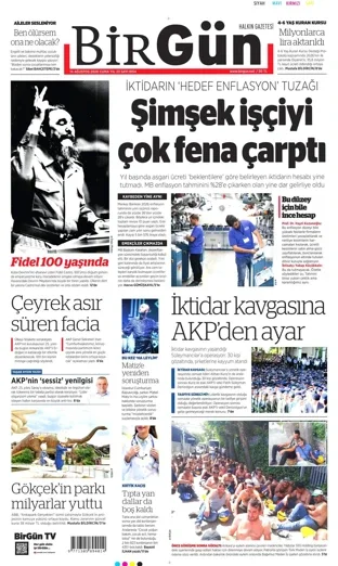 Birgün Gazetesi 14 Ağustos 2026 günün manşeti