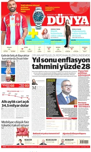 Dünya Gazetesi 14 Ağustos 2026 günün manşeti