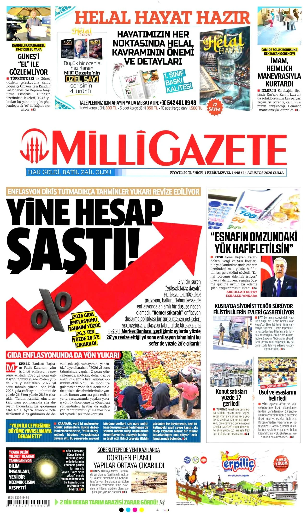 Milli Gazete - 14 Ağustos 2026 günün manşeti