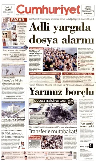 Cumhuriyet Gazetesi 16 Ağustos 2026 günün manşeti