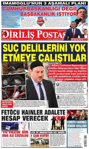 Diriliş Postası Gazetesi 16 Ağustos 2026 günün manşeti