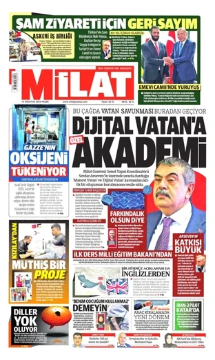 Milat Gazetesi 16 Ağustos 2026 günün manşeti