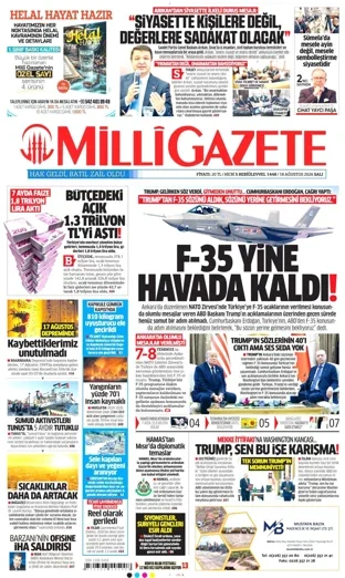 Milli Gazete 18 Ağustos 2026 günün manşeti