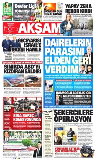 Akşam Gazetesi 19 Ağustos 2026 günün manşeti