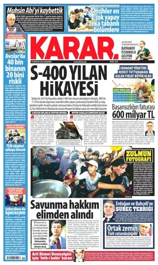 Karar Gazetesi 19 Ağustos 2026 günün manşeti