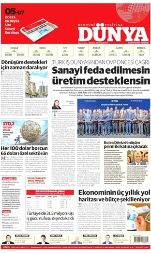 Dünya Gazetesi 20 Ağustos 2026 günün manşeti
