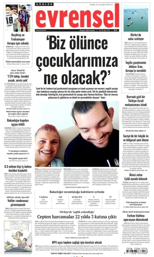 Evrensel Gazetesi 20 Ağustos 2026 günün manşeti