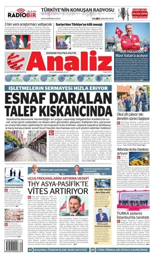Analiz Gazetesi 22 Ağustos 2026 günün manşeti