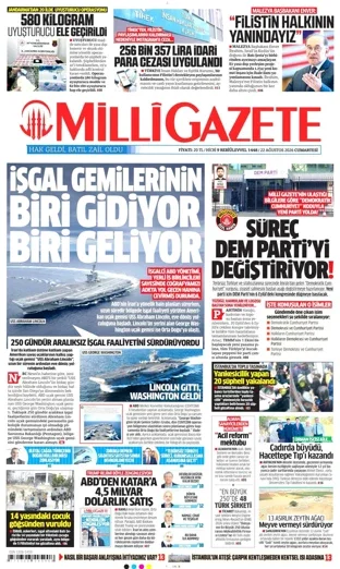 Milli Gazete 22 Ağustos 2026 günün manşeti