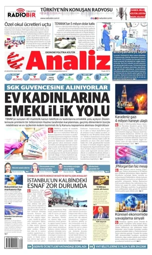 Analiz Gazetesi 23 Ağustos 2026 günün manşeti