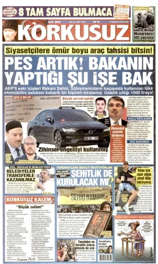 Korkusuz Gazetesi 23 Ağustos 2026 günün manşeti