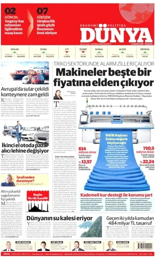Dünya Gazetesi 24 Ağustos 2026 günün manşeti