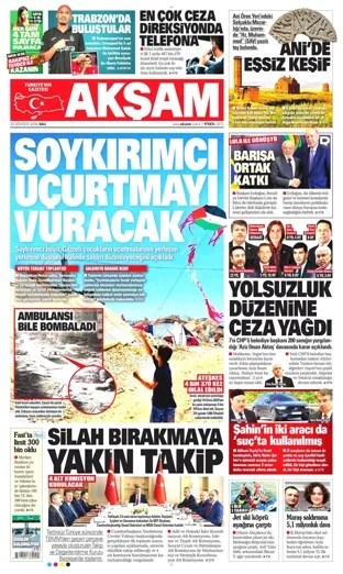 Akşam Gazetesi 25 Ağustos 2026 günün manşeti