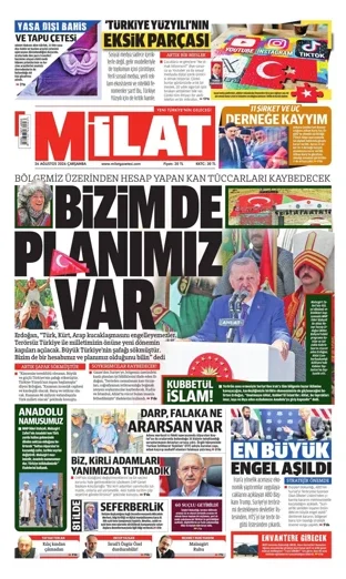 Milat Gazetesi 26 Ağustos 2026 günün manşeti