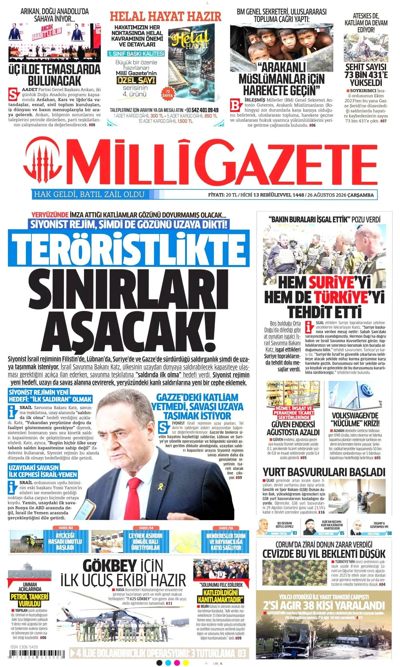 Milli Gazete - 26 Ağustos 2026 günün manşeti