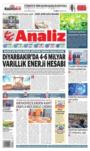 Analiz Gazetesi 28 Ağustos 2026 günün manşeti