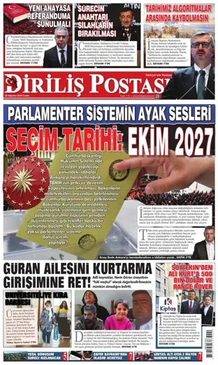 Diriliş Postası Gazetesi 28 Ağustos 2026 günün manşeti