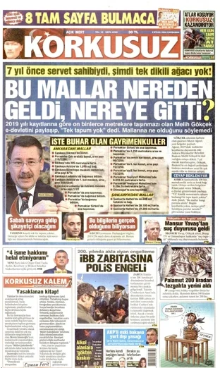 Korkusuz Gazetesi 2 Eylül 2026 günün manşeti