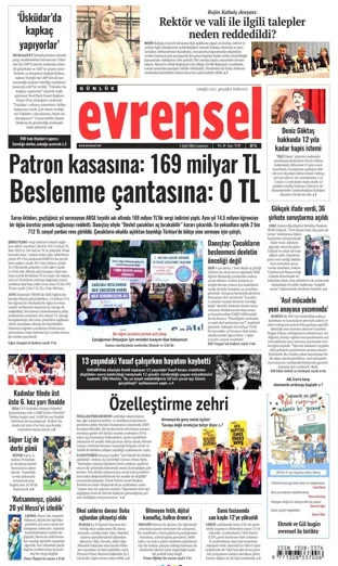 Evrensel Gazetesi 5 Eylül 2026 günün manşeti