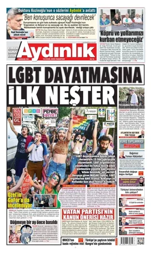 Aydınlık Gazetesi 14 Eylül 2026 günün manşeti