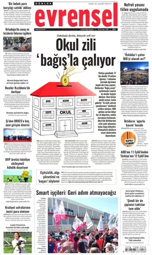 Evrensel Gazetesi 14 Eylül 2026 günün manşeti