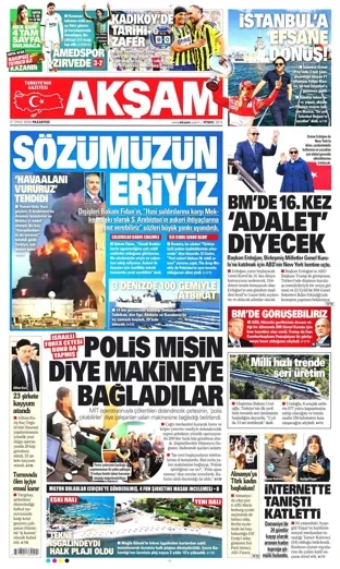 Akşam Gazetesi 21 Eylül 2026 günün manşeti