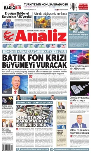 Analiz Gazetesi 21 Eylül 2026 günün manşeti