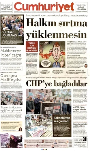 Cumhuriyet Gazetesi 21 Eylül 2026 günün manşeti